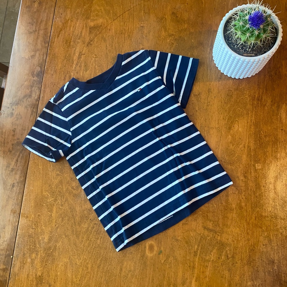 Tommy Hilfiger Boys 4T Navy Striped T-Shirt Short Sleeve Classic Tee